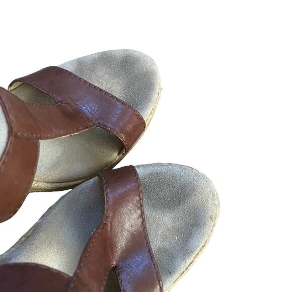 Michael Kors Wedges Block Heel Brown Leather 8.5 Chunky Heel Vacation Boho - Picture 6 of 9